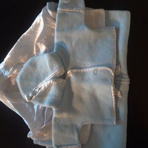 Blue and white infant jacket and zip blanket